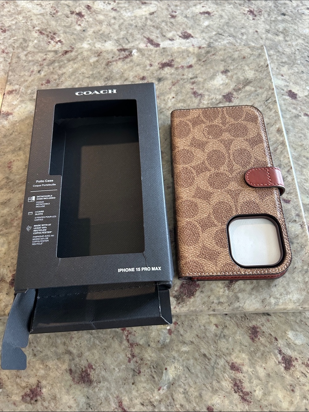 Coach Brown Signature Folio iPhone Case with Leather Snap